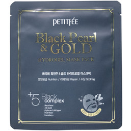 Гидрогелевая маска для лица с черным жемчугом и золотом в одноразовой упаковке